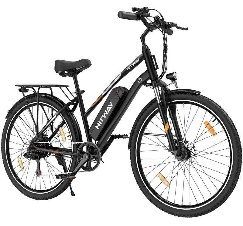 HITWAY E-Bike 28 Zoll Elektrofahrrad für Damen Herren bis 35-100km 12Ah/13Ah Akku, 7 Gang, Heckmotor, 432 Wh, (1 tlg), Pedelec E-Citybike für Erwachsener 170-190cm, mit Schloss, Pumpe von HITWAY