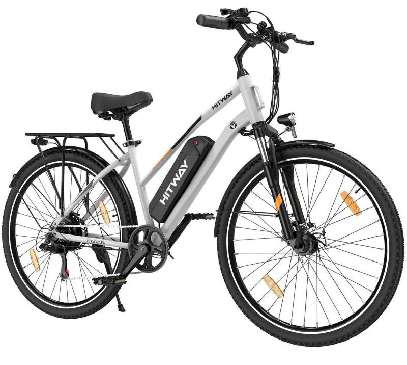 HITWAY E-Bike 28 Zoll Elektrofahrrad für Damen Herren bis 35-100km 12Ah/13Ah Akku, 7 Gang, Heckmotor, 432 Wh, (1 tlg), Pedelec E-Citybike für Erwachsener 170-190cm, mit Schloss, Pumpe von HITWAY