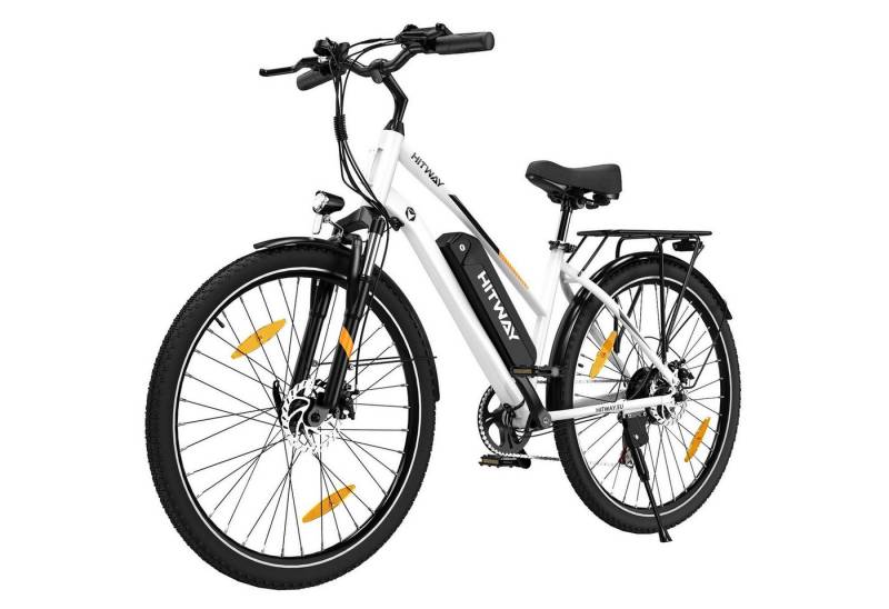 HITWAY E-Bike 28 Zoll Elektrofahrrad für Damen Herren bis 35-100km 12Ah/13Ah Akku, 7 Gang, Heckmotor, 432 Wh, (1 tlg), Pedelec E-Citybike für Erwachsener 170-190cm, mit Schloss, Pumpe von HITWAY