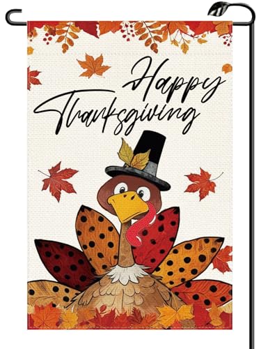 GE36 Türkei Happy Thanksgiving Gartenflagge, vertikal, doppelseitig, Herbsternte, Herbstkürbisse, kleine Flaggen, Bauernhaus, Außendekoration für Hof, 30,5 x 45,7 cm GE36 Türkei Happy Thanksgiving Gartenflagge, vertikal, doppelseitig, Herbsternte, Herbstkürbisse, kleine Flaggen, Bauernhaus, Außendekoration für Hof, 30,5 x 45,7 cm von HIUCUS
