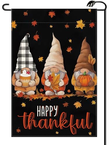 GE40 Gartenflagge "Happy Thanksgiving Gnomes", vertikal, doppelseitig, Herbsternte, Herbst, Kürbis, kleine Flaggen, Bauernhaus, Außendekoration für den Hof, 30,5 x 45,7 cm GE40 Gartenflagge "Happy Thanksgiving Gnomes", vertikal, doppelseitig, Herbsternte, Herbst, Kürbis, kleine Flaggen, Bauernhaus, Außendekoration für den Hof, 30,5 x 45,7 cm von HIUCUS