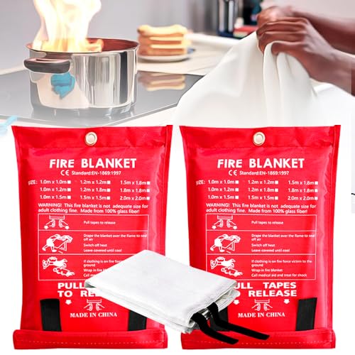 HIULLEN 2 Stück Löschdecke Küche Feuerlöschdecke, 100x100cm Glasfaser Brandschutzdecke, Feuerlöschdecke DIN EN 1869:2019 Fireshield Decke, Löschdecke für Küche, Kamin, Grill, Auto, Camping HIULLEN 2 Stück Löschdecke Küche Feuerlöschdecke, 100x100cm Glasfaser Brandschutzdecke, Feuerlöschdecke DIN EN 1869:2019 Fireshield Decke, Löschdecke für Küche, Kamin, Grill, Auto, Camping von HIULLEN