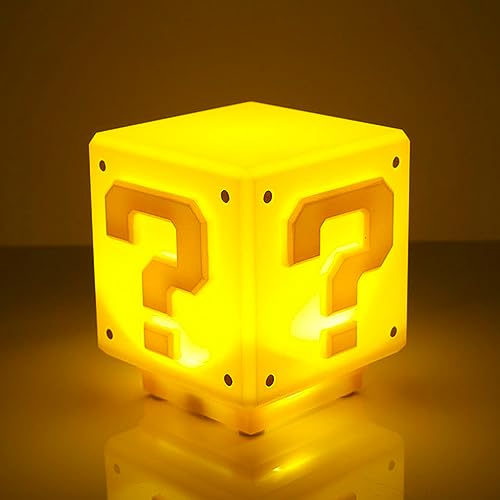 HIULLEN 3D Icon Light Night Lights, Quadratische Ziegel LED Nachtlicht Kinder, Fragezeichen Soundtrack Lampe Würfel, USB Aufladbare Kinder Nachttischlampe für Schlafzimmer Deko Spielzeug von HIULLEN