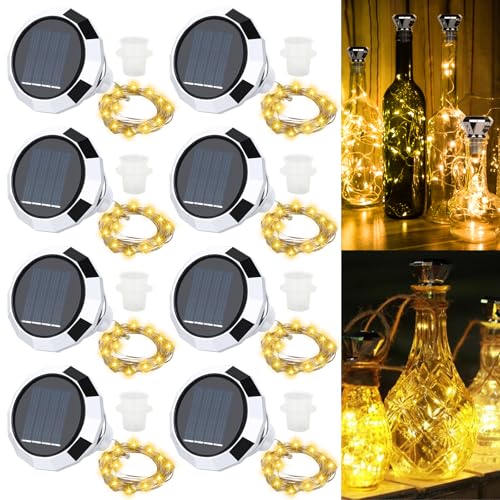 HIULLEN 8 Stück Solar Flaschen Licht, Solar LED Flaschenlichter, 2M 20LED Flaschenlichterkette Korken, Außen LED Korken Weinflasche Lichtkette für Flasche DIY, Party, Garten, Hochzeit Deko(Warmweiß) HIULLEN 8 Stück Solar Flaschen Licht, Solar LED Flaschenlichter, 2M 20LED Flaschenlichterkette Korken, Außen LED Korken Weinflasche Lichtkette für Flasche DIY, Party, Garten, Hochzeit Deko(Warmweiß) von HIULLEN