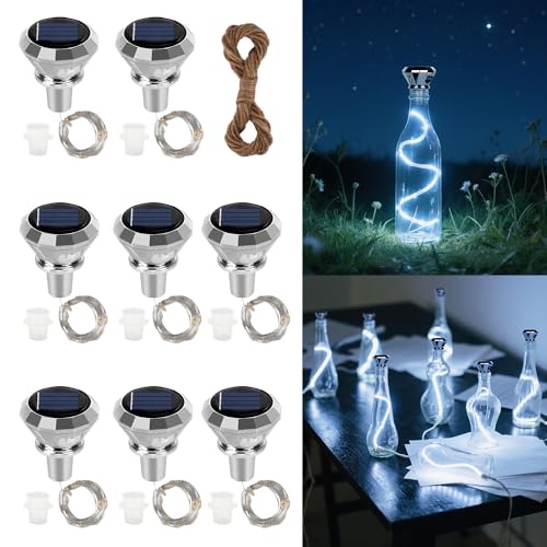 HIULLEN 8 Stück Solar LED Flaschenlichter, Solar Flaschen Licht, 2M 20LED Flaschenlichterkette Korken, Außen LED Korken Weinflasche Lichtkette für Flasche DIY, Party, Garten, Hochzeit Deko(Weiß Light) HIULLEN 8 Stück Solar LED Flaschenlichter, Solar Flaschen Licht, 2M 20LED Flaschenlichterkette Korken, Außen LED Korken Weinflasche Lichtkette für Flasche DIY, Party, Garten, Hochzeit Deko(Weiß Light) von HIULLEN