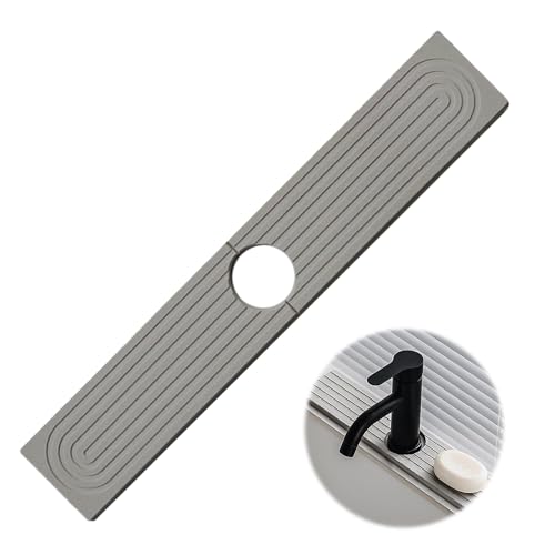 HIULLEN Abtropfmatte Spüle Wasserhahn Spritzschutz, Wasserhahn Matte Kieselgur Sink Mat, Stone Mat Wasserhahnschutz, Kieselgur Stein Waschbecken Splash Pad für Küche Und Badezimmer(45 * 10CM) von HIULLEN