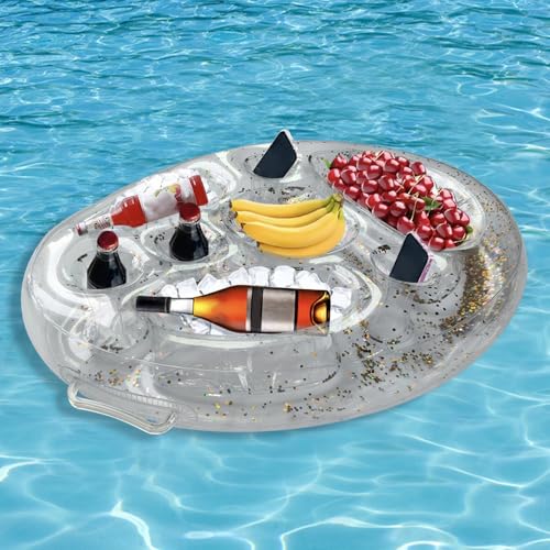 HIULLEN Aufblasbarer Getränkehalter, Getränkehalter Pool Aufblasbar, 8 Löcher Große Kapazität Floating Coasters, 2 in1 Schwimmende Tablett für Sommer Schwimmbad Party Pool Strand Mottoparty von HIULLEN