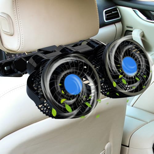 HIULLEN Auto Ventilator für Rücksitz, Doppelkopf 12V Auto Kühlventilator, KFZ Lüfter Auto Ventilator USB, 360 Grad drehbar, 12-V-Kühlluftventilator mit stufenloser für Auto/Zuhause/Büro HIULLEN Auto Ventilator für Rücksitz, Doppelkopf 12V Auto Kühlventilator, KFZ Lüfter Auto Ventilator USB, 360 Grad drehbar, 12-V-Kühlluftventilator mit stufenloser für Auto/Zuhause/Büro von HIULLEN