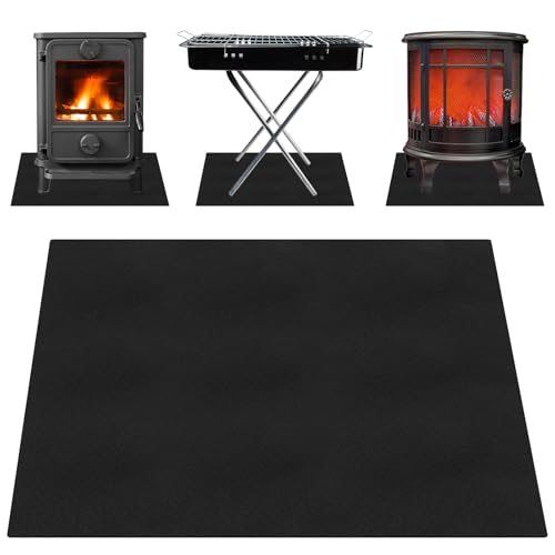 HIULLEN Feuerfeste Kaminmatte, 50x50 cm Funkenschutzplatte für Kaminofen, Feuerfeste Unterlage,Kaminbodenplatte Feuerfeste Bodenschutzmatte für Kamine Feuerfeste Matte zum Schutz des Bodens Vor Funken von HIULLEN