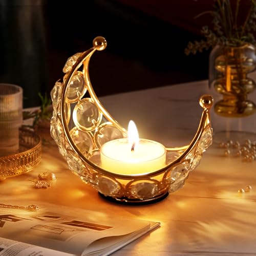 HIULLEN Ramadan Deko Teelichthalter, Ramadan Moon Kerzenhalter, Eid Mubarak Kristall Kerzenhalter Moon, Modern Kerzen Deko Kerzenhalter für Ramadan Hochzeit Wohnzimmer Tischdeko Modern Deko HIULLEN Ramadan Deko Teelichthalter, Ramadan Moon Kerzenhalter, Eid Mubarak Kristall Kerzenhalter Moon, Modern Kerzen Deko Kerzenhalter für Ramadan Hochzeit Wohnzimmer Tischdeko Modern Deko von HIULLEN