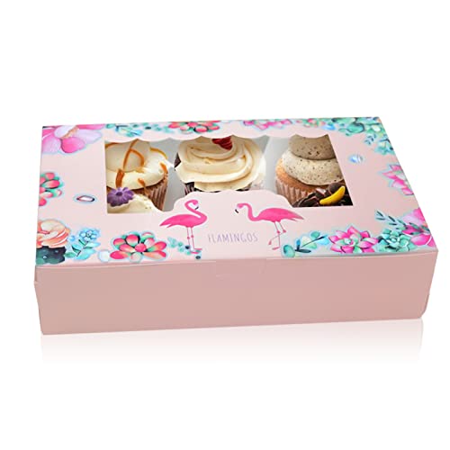 HIUOUIH Cupcake Boxes 15 Stück 21,5 x 13,5 x 5cm Kuchen Boxen Papier Transportbox Tortenschachtel mit Sichtfenste Tortenbox Pappe Cookie Box Karton Kuchenkartons für Cupcakes Gebäck Muffins von HIUOUIH