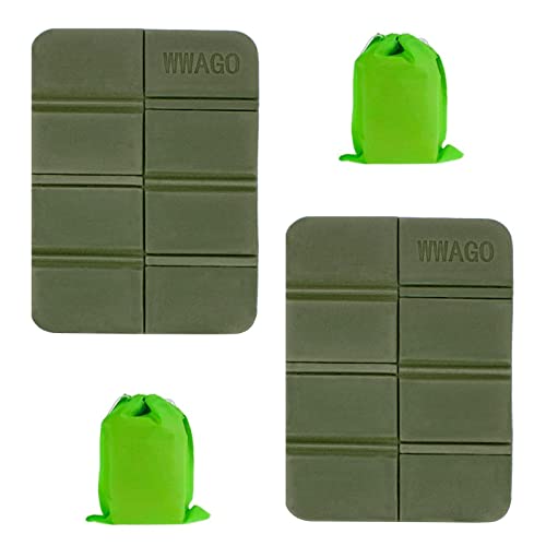 HIUOUIH Faltbares Sitzkissen Outdoor Kissen 2 Stück Wasserdicht Spielplatz Matte Wandern Stadion Thermal Sitzunterlage Sitzmatte Unterwegs für Garten Hiking Camping Picknick Wandern, Militärgrün von HIUOUIH