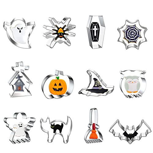 HIUOUIH Halloween Ausstechformen Set Keksausstecher 12 Stück Edelstahl Plätzchenausstecher 12 Verschiedene Motive Plätzchenform zum Ausstechen Von Plätzchen, Keksen, Fondant HIUOUIH Halloween Ausstechformen Set Keksausstecher 12 Stück Edelstahl Plätzchenausstecher 12 Verschiedene Motive Plätzchenform zum Ausstechen Von Plätzchen, Keksen, Fondant von HIUOUIH