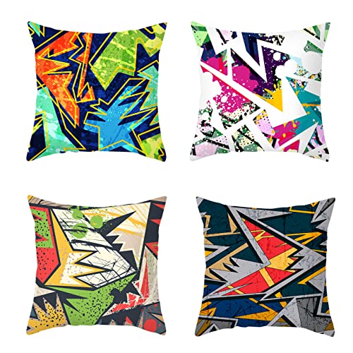 HIUOUIH Kissenbezug 45x45 4er Set Abstrakt Kunst Kissenhüllen Weiche Dekokissen Sofakissen Zierkissenbezug für Wohnzimmer Sofa Schlafzimmer von HIUOUIH