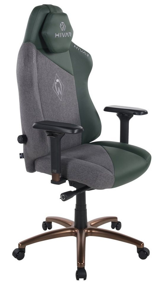 HIVAR Gaming-Stuhl Werder Bremen Edition, Ergonomischer Bürostuhl bis 130kg, TÜV und GS, höhenverstellbare Rückenlehne, Lordosenstütze, Sitztiefenverstellung von HIVAR