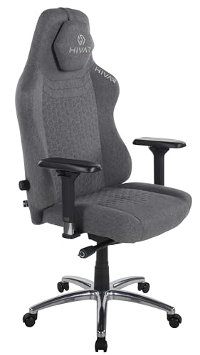 HIVAR Orbical XL Nebulon Silver | Ergonomischer Gaming Stuhl Bürostuhl, Lordosenstütze, Synchronmechanik, 4D Armlehnen | bis 180kg belastbar von HIVAR