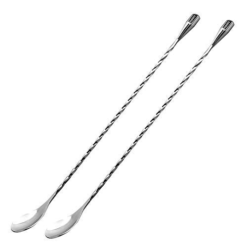 Hiware Barlöffel, 30,5 cm, 2 Stück, Edelstahl-Rührlöffel, Spiralmuster, Bar-Cocktail-Shaker-Löffel von HIWARE