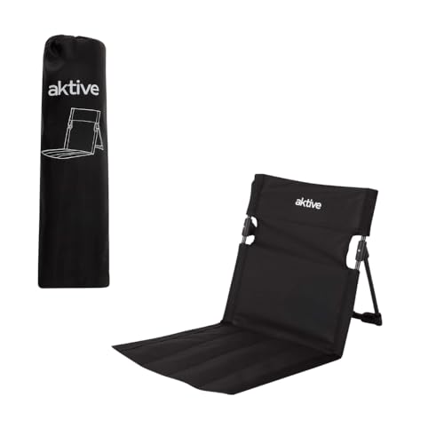 HIXA Strandmat mit Rückenlehne Strandstuhl Klappbar Liegestuhl Sonnenliege Strandbett Tragetasche Schwarz von HIXA