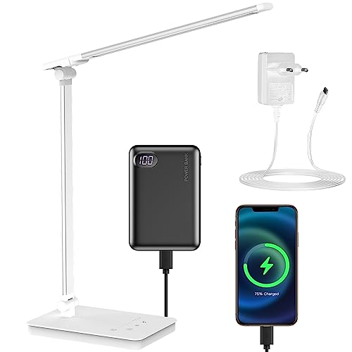 Schreibtischlampe LED Dimmable Tischlampe 5 Colours and 10 Brightness Levels Eye-Friendly Bedside Lamp Desk Lamp Tischlampen USB-Anschluss für Aufladung des Smartphones Leselicht für Leser, Kinder Schreibtischlampe LED Dimmable Tischlampe 5 Colours and 10 Brightness Levels Eye-Friendly Bedside Lamp Desk Lamp Tischlampen USB-Anschluss für Aufladung des Smartphones Leselicht für Leser, Kinder von HIYAA