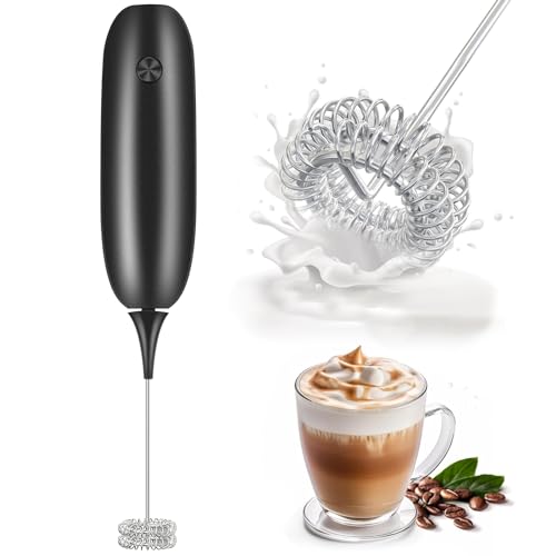 Elektrische Milchaufschäumer, Handheld Milchschäumer Stab für Kaffee, Latte Macchiato, Cappuccino, Matcha, batteriebetrieben, Kaffeemixstab - Schwarz von HIYAA