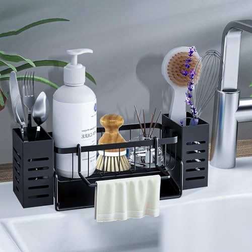 HIYAA Schwammhalter Spülbecken Mit Selbstentleerender Ablaufwanne,Spülbecken Organizer Mit Handtuchhalter und Aufbewahrungsbox für Spülbürsten, Organizer für Küche und Badezimmer(Schwarz) HIYAA Schwammhalter Spülbecken Mit Selbstentleerender Ablaufwanne,Spülbecken Organizer Mit Handtuchhalter und Aufbewahrungsbox für Spülbürsten, Organizer für Küche und Badezimmer(Schwarz) von HIYAA