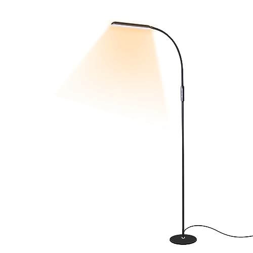 LED Stehlampe, Lesetischleuchte mit Berührungssteuerung, Geeignet für Wohn-und Schlafzimmer, Dimmentierbare Schreibtischleuchte, mit 5 Farbtemperaturen 5 Helligkeitsstufen, Einstellbarer Höhe, Schwarz von HIYAA