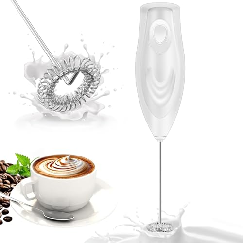Milchaufschäumer Handheld Schneebesen Batteriebetriebener Getränkemixer, Milchaufschäumer & Mini Getränkemixer Kaffee-Aufschäumer, Elektrisch Tragbar für Latte, Cappuccino, Heiße Schokolade-Weiß Milchaufschäumer Handheld Schneebesen Batteriebetriebener Getränkemixer, Milchaufschäumer & Mini Getränkemixer Kaffee-Aufschäumer, Elektrisch Tragbar für Latte, Cappuccino, Heiße Schokolade-Weiß von HIYAA