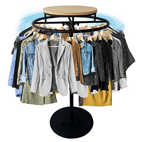 ZICHOUYING kleiderstange Metall 360°-Rotation, Schwerlast Stabil Round Kleiderständer Fahrbarer Design Klamotten Ständer for Home,Shops, Farbe : Natural, Größe:60… von ZICHOUYING