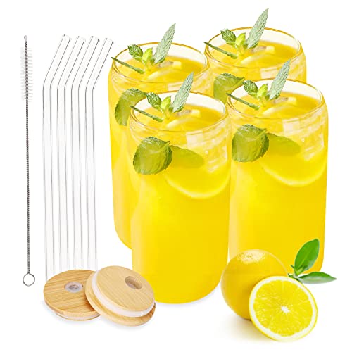 HIZH 4 Stück Longdrinkgläser Cocktailgläser,Dosenförmige Glasbecher,Trinkgläser mit Bambusdeckeln und Strohhalm,500 ml süße Biergläser in Dosenform, Glasbecher, Whiskygläser usw HIZH 4 Stück Longdrinkgläser Cocktailgläser,Dosenförmige Glasbecher,Trinkgläser mit Bambusdeckeln und Strohhalm,500 ml süße Biergläser in Dosenform, Glasbecher, Whiskygläser usw von HIZH
