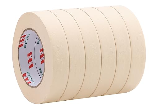 6 Rollen Abdeckband, universelles Malerklebeband, 24 mm, 60m(Gesamtlänge 360m). rückstandsfreies Malerband für Malerarbeiten, Abdecken von Farbe, leicht zu entfernen, starke Haftung Malerkrepp Beige von HIZOVSEM