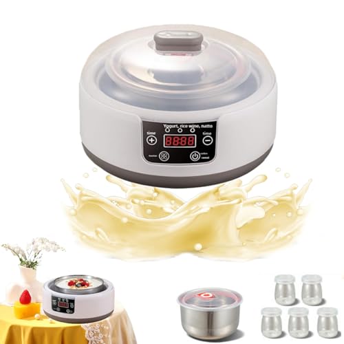 1400 ML Probiotic Yogurt Maker, Probiotic Yogurt Maker, LED Display Multi-Function Probiotic Yogurt Motor, 68-131°F 48 Working Hours Yogurt Motor with 8 Jars Yoghurt Makers (B) von HItianya