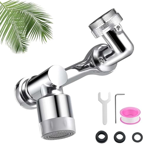 Krivo Schwenkhahn, 1080° Multifunctional Extension Tap, Rotating Tap Attachment mit 2 Wassersprühmodi, for Kitchen Bathroom Rotating Tap Swivel Brass (*1) von HItianya