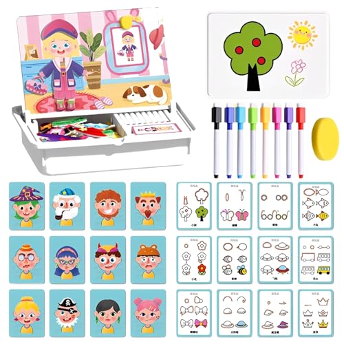 Magnetic Puzzles Face Dress Up Travel Game Double Side Preschool Educational Learning Toy, Magnetic Face Toys for Kids Ages 3-5 (C) von HItianya