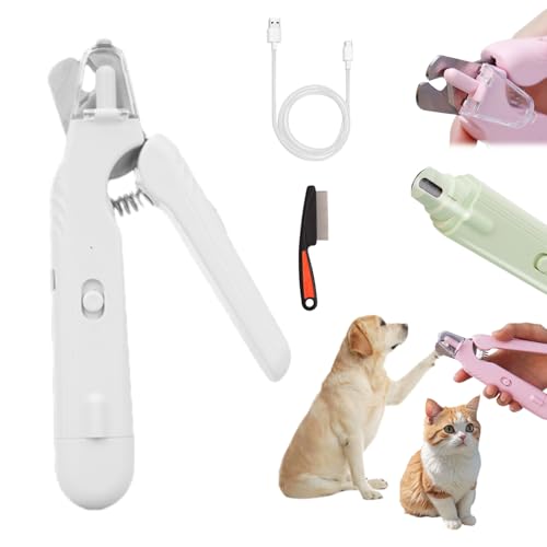 Pupnourish Nagelknipser für Hunde, Safetrim Pupnourish Nagelknipser, 2-in-1-Krallenknipser mit Schutz und LED-Licht, präzises Trimmen, für alle Körpertypen von Hunden und Katzen (Weiß) von HItianya