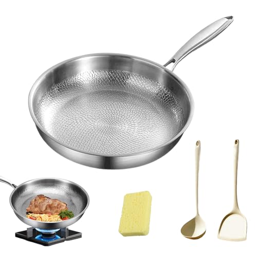 Tovara TitaniumPro Pfanne, 26/28/30 cm Titanpfanne, Titan Pfanne Unbeschichtet, Titanium Hammered Pan Pro, Titan Bratpfanne Mit Deckel, Für Alle Kochfelder (28cm, Ohne Deckel) von HItianya