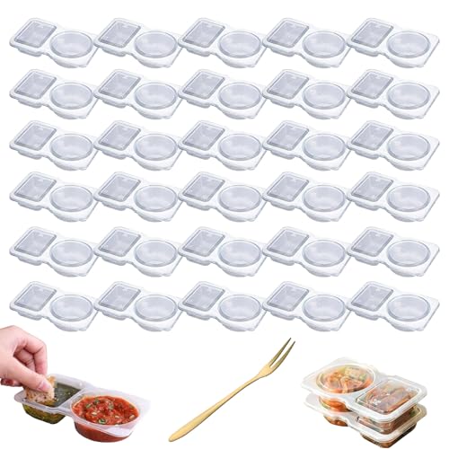Wiederverwendbare Snackpackungsbehälter, Gewürzbehälter mit zwei Fächern, Snackbehälter mit zwei Fächern, Mini-Snackbehälter mit Deckel für Soßen, Gewürze, Dips und Snacks zum Mitnehmen (30Pcs) Wiederverwendbare Snackpackungsbehälter, Gewürzbehälter mit zwei Fächern, Snackbehälter mit zwei Fächern, Mini-Snackbehälter mit Deckel für Soßen, Gewürze, Dips und Snacks zum Mitnehmen (30Pcs) von HItianya