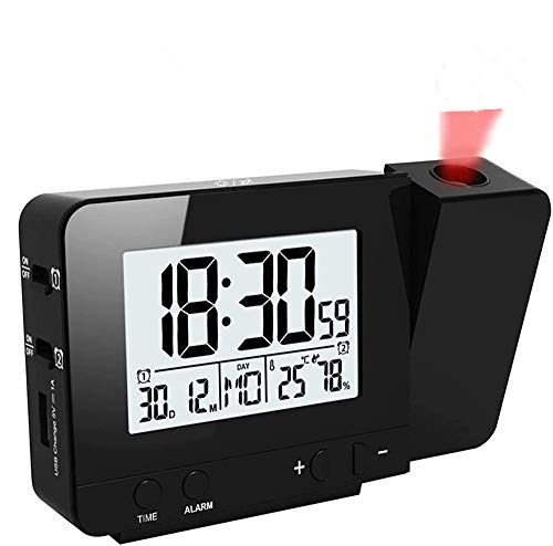 HJRUIUA LED-Anzeige-Projektor-Uhr mit Hintergrundbeleuchtung drehen Wecker Batteriebetriebenen LED Display Projektor Uhr für auptschlafzimmer Zuhause Schlafzimmer Dekor von HJRUIUA