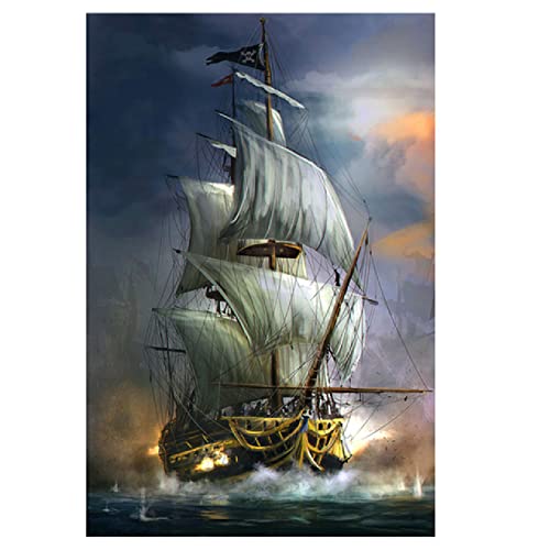 HJBFSDAFTUGRWS Leinwand Malerei Piratenschiff Wandkunst Vintage Segelschiffe Poster Drucken Wandbild für Wohnzimmer Home Hotel Interior Decor Kein Rahmen-40x60cm von HJBFSDAFTUGRWS