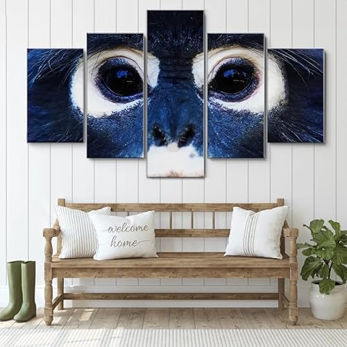 HJDGLP Moderne bilder wohnzimmer schlafzimmer bilder über bett wand deko leinwandbilder leinwanddrucke 5 stück wandkunst,Affengesicht,mit rahmen,wandbild xxl 100x55cm HJDGLP Moderne bilder wohnzimmer schlafzimmer bilder über bett wand deko leinwandbilder leinwanddrucke 5 stück wandkunst,Affengesicht,mit rahmen,wandbild xxl 100x55cm von HJDGLP