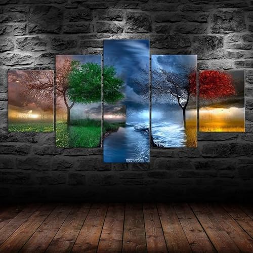 HJDGLP Moderne bilder wohnzimmer schlafzimmer bilder über bett wand deko leinwandbilder leinwanddrucke 5 stück wandkunst,Baum Vier Jahreszeiten Wetter Bunte Natur,mit rahmen,wandbild xxl 100x55cm HJDGLP Moderne bilder wohnzimmer schlafzimmer bilder über bett wand deko leinwandbilder leinwanddrucke 5 stück wandkunst,Baum Vier Jahreszeiten Wetter Bunte Natur,mit rahmen,wandbild xxl 100x55cm von HJDGLP