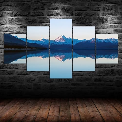 HJDGLP Moderne bilder wohnzimmer schlafzimmer bilder über bett wand deko leinwandbilder leinwanddrucke 5 stück wandkunst,Berge See Spiegelung Landschaft Szene,mit rahmen,wandbild xxl 100x55cm HJDGLP Moderne bilder wohnzimmer schlafzimmer bilder über bett wand deko leinwandbilder leinwanddrucke 5 stück wandkunst,Berge See Spiegelung Landschaft Szene,mit rahmen,wandbild xxl 100x55cm von HJDGLP