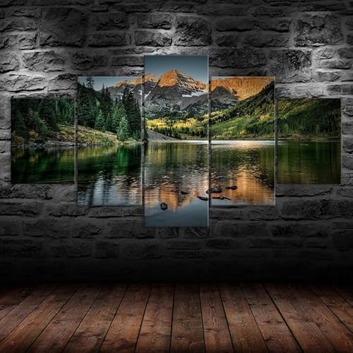 HJDGLP Moderne bilder wohnzimmer schlafzimmer bilder über bett wand deko leinwandbilder leinwanddrucke 5 stück wandkunst,Berglandschaft,mit rahmen,wandbild xxl 100x55cm HJDGLP Moderne bilder wohnzimmer schlafzimmer bilder über bett wand deko leinwandbilder leinwanddrucke 5 stück wandkunst,Berglandschaft,mit rahmen,wandbild xxl 100x55cm von HJDGLP