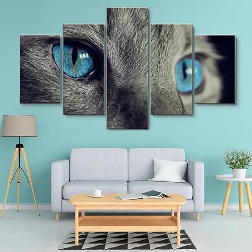 HJDGLP Moderne bilder wohnzimmer schlafzimmer bilder über bett wand deko leinwandbilder leinwanddrucke 5 stück wandkunst,Blauäugige Katze,mit rahmen,wandbild xxl 100x55cm HJDGLP Moderne bilder wohnzimmer schlafzimmer bilder über bett wand deko leinwandbilder leinwanddrucke 5 stück wandkunst,Blauäugige Katze,mit rahmen,wandbild xxl 100x55cm von HJDGLP
