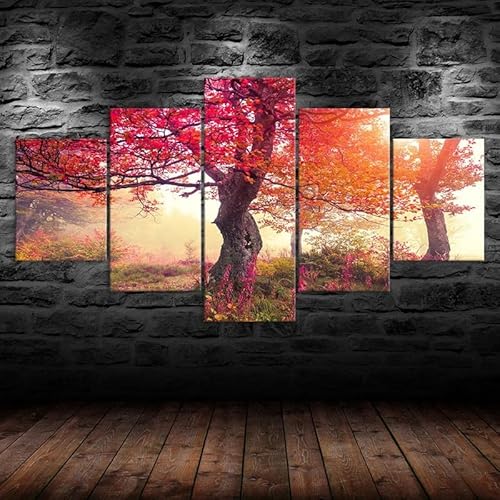 HJDGLP Moderne bilder wohnzimmer schlafzimmer bilder über bett wand deko leinwandbilder leinwanddrucke 5 stück wandkunst,Herbstbäume Lila Rot Landschaft Leinwand,mit rahmen,wandbild xxl 100x55cm HJDGLP Moderne bilder wohnzimmer schlafzimmer bilder über bett wand deko leinwandbilder leinwanddrucke 5 stück wandkunst,Herbstbäume Lila Rot Landschaft Leinwand,mit rahmen,wandbild xxl 100x55cm von HJDGLP