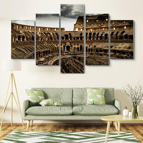 HJDGLP Moderne bilder wohnzimmer schlafzimmer bilder über bett wand deko leinwandbilder leinwanddrucke 5 stück wandkunst,Kolosseum,Rom,Italien,mit rahmen,wandbild xxl 100x55cm HJDGLP Moderne bilder wohnzimmer schlafzimmer bilder über bett wand deko leinwandbilder leinwanddrucke 5 stück wandkunst,Kolosseum,Rom,Italien,mit rahmen,wandbild xxl 100x55cm von HJDGLP