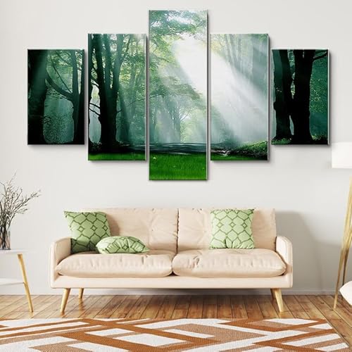 HJDGLP Moderne bilder wohnzimmer schlafzimmer bilder über bett wand deko leinwandbilder leinwanddrucke 5 stück wandkunst,Lichtung im Wald,mit rahmen,wandbild xxl 100x55cm HJDGLP Moderne bilder wohnzimmer schlafzimmer bilder über bett wand deko leinwandbilder leinwanddrucke 5 stück wandkunst,Lichtung im Wald,mit rahmen,wandbild xxl 100x55cm von HJDGLP