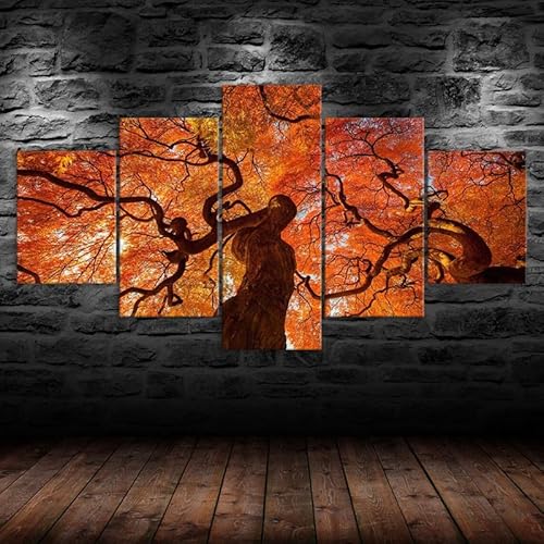 HJDGLP Moderne bilder wohnzimmer schlafzimmer bilder über bett wand deko leinwandbilder leinwanddrucke 5 stück wandkunst,Orangefarbener Herbstbaum,mit rahmen,wandbild xxl 100x55cm HJDGLP Moderne bilder wohnzimmer schlafzimmer bilder über bett wand deko leinwandbilder leinwanddrucke 5 stück wandkunst,Orangefarbener Herbstbaum,mit rahmen,wandbild xxl 100x55cm von HJDGLP