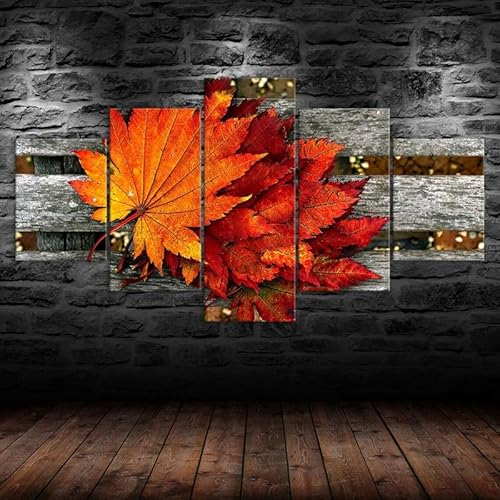 HJDGLP Moderne bilder wohnzimmer schlafzimmer bilder über bett wand deko leinwandbilder leinwanddrucke 5 stück wandkunst,Orangefarbenes Ahornblatt,mit rahmen,wandbild xxl 100x55cm HJDGLP Moderne bilder wohnzimmer schlafzimmer bilder über bett wand deko leinwandbilder leinwanddrucke 5 stück wandkunst,Orangefarbenes Ahornblatt,mit rahmen,wandbild xxl 100x55cm von HJDGLP