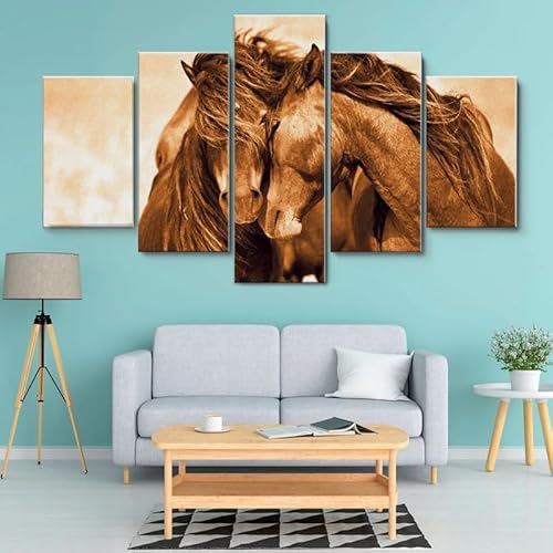 HJDGLP Moderne bilder wohnzimmer schlafzimmer bilder über bett wand deko leinwandbilder leinwanddrucke 5 stück wandkunst,Pferd Paar Abstrakt,mit rahmen,wandbild xxl 100x55cm HJDGLP Moderne bilder wohnzimmer schlafzimmer bilder über bett wand deko leinwandbilder leinwanddrucke 5 stück wandkunst,Pferd Paar Abstrakt,mit rahmen,wandbild xxl 100x55cm von HJDGLP