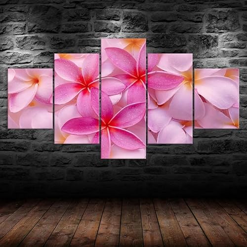 HJDGLP Moderne bilder wohnzimmer schlafzimmer bilder über bett wand deko leinwandbilder leinwanddrucke 5 stück wandkunst,Rosa Frangipani-Blüten,mit rahmen,wandbild xxl 100x55cm HJDGLP Moderne bilder wohnzimmer schlafzimmer bilder über bett wand deko leinwandbilder leinwanddrucke 5 stück wandkunst,Rosa Frangipani-Blüten,mit rahmen,wandbild xxl 100x55cm von HJDGLP